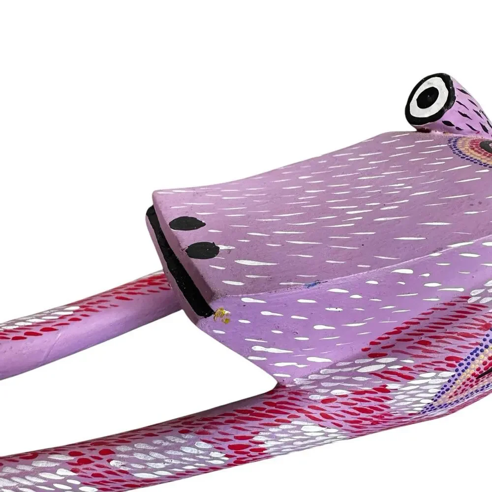 Oaxacan Wood Carved Frog Alebrije Mexican Folk Art Signed Trina Carrillo Purple